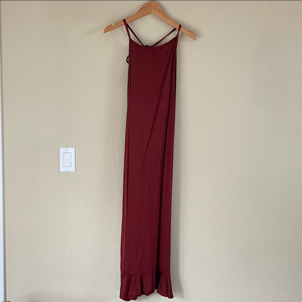 LACAUSA Deep Red Maxi Dress